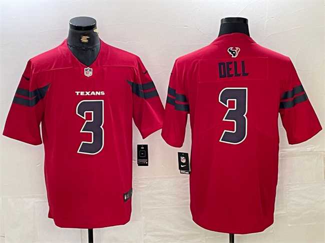 Men%27s Houston Texans #3 Tank Dell Red Vapor Untouchable Stitched Football Jersey