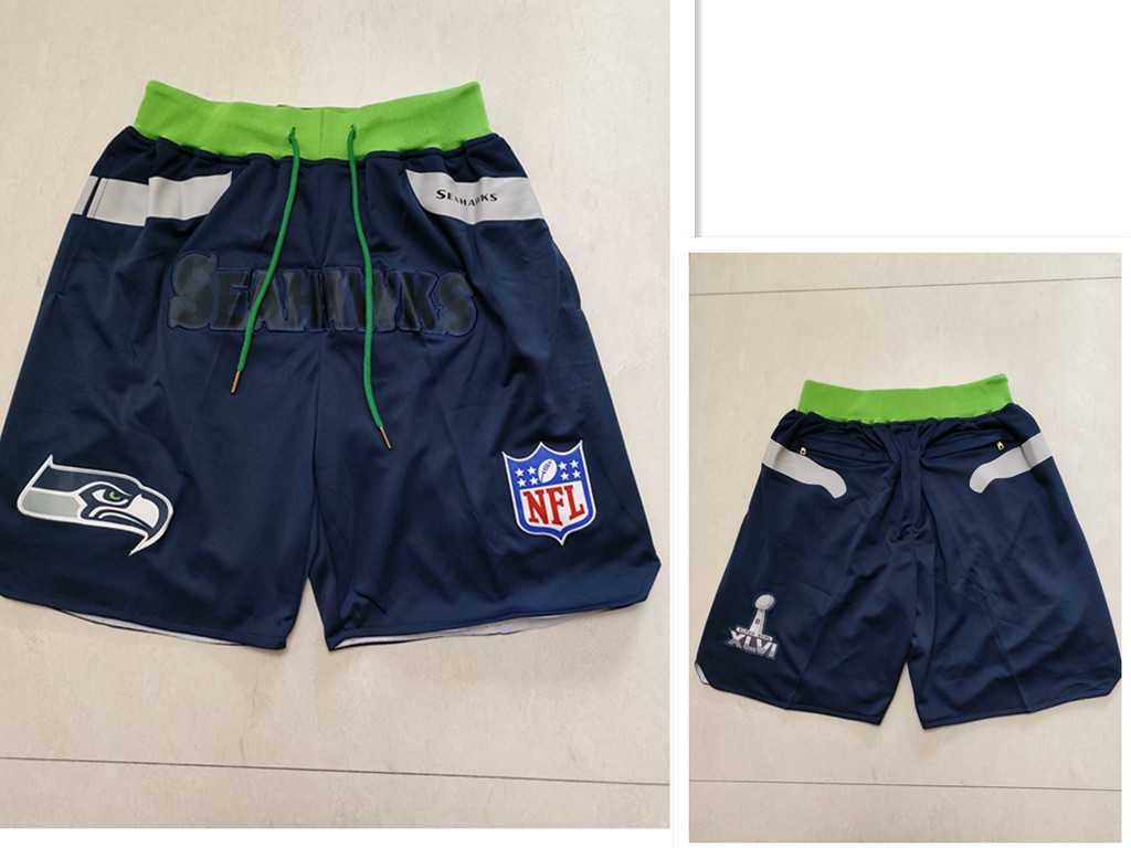 Men%27s Seattle Seahawks Navy Blue Just Don Swingman Shorts (Run Small)