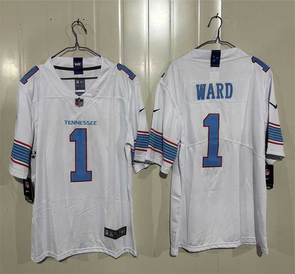 Men%27s Tennessee Titans #1 Cameron Ward White 2026 F.U.S.E. Vapor Limited Stitched Jersey