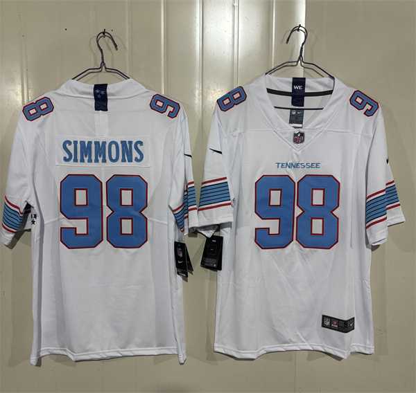 Men%27s Tennessee Titans #98 Jeffery Simmons White 2026 F.U.S.E. Vapor Limited Stitched Jersey