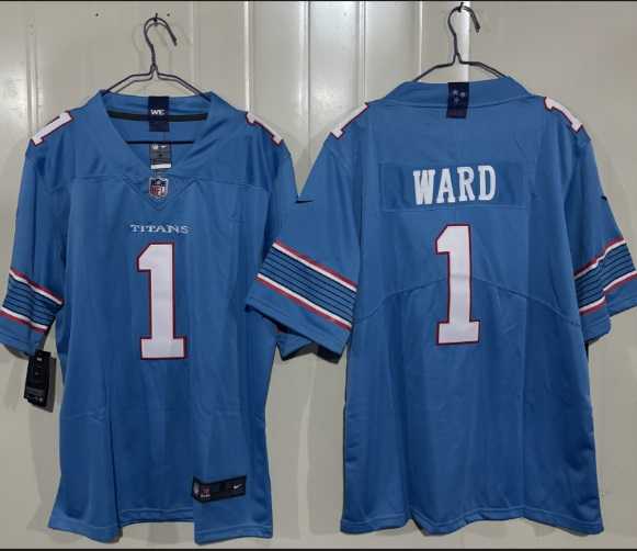 Men%27s Tennessee Titans #1 Cameron Ward Light Blue 2026 F.U.S.E. Vapor Limited Stitched Jersey