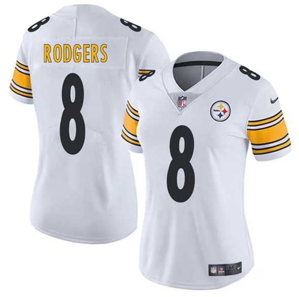 Women%27s Pittsburgh Steelers #8 Aaron Rodgers White 2025 Vapor Untouchable Limited Stitched Jersey Dzhi