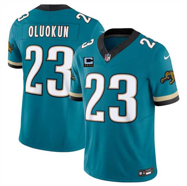 Men%27s Jacksonville Jaguars #23 Foye Oluokun Teal 2025 F.U.S.E. With 4-Star C Patch Prowler Throwback Vapor Limited Stitched Jersey Dzhi