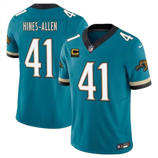 Men%27s Jacksonville Jaguars #41 Josh Hines-Allen Teal 2025 F.U.S.E. With 4-Star C Patch Prowler Throwback Vapor Limited Stitched Jersey Dzhi