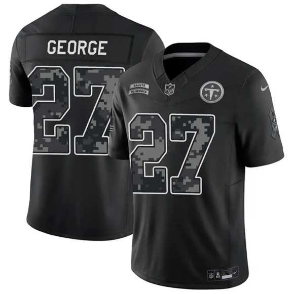 Men%27s Tennessee Titans #27 Eddie George Black F.U.S.E. 2026 Salute to Service Limited Stitched Jersey Dzhi