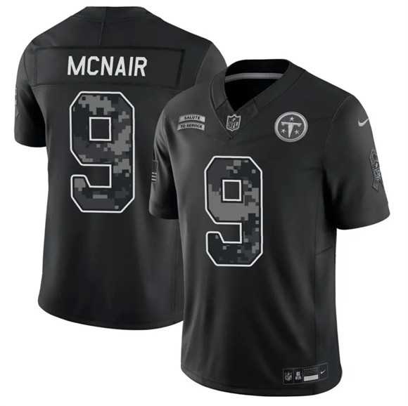 Men%27s Tennessee Titans #9 Steve McNair Black F.U.S.E. 2026 Salute to Service Limited Stitched Jersey Dzhi