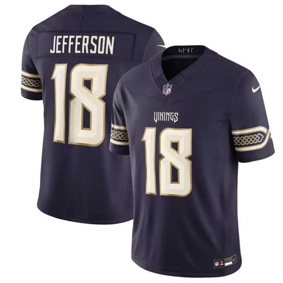 Men%27s Minnesota Vikings #18 Justin Jefferson Deep Purple 2026 F.U.S.E. Rivalries Collection Limited Stitched Jersey Dzhi