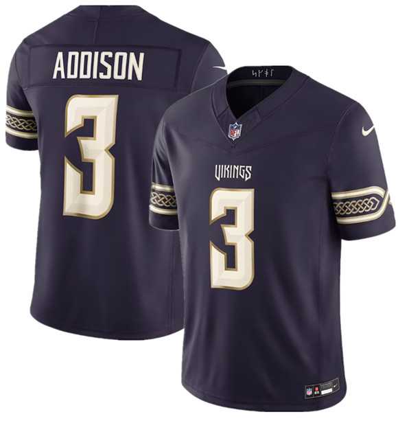 Men%27s Minnesota Vikings #3 Jordan Addison Deep Purple 2026 F.U.S.E. Rivalries Collection Limited Stitched Jersey Dzhi