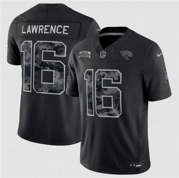 Men%27s Jacksonville Jaguars #16 Trevor Lawrence Black F.U.S.E. 2026 Salute to Service Limited Stitched Jersey