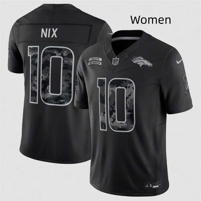 Women Denver Broncos #10 Bo Nix Black 2026 Salute to Service Limited Stitched Jersey(Run Small) Dzhi