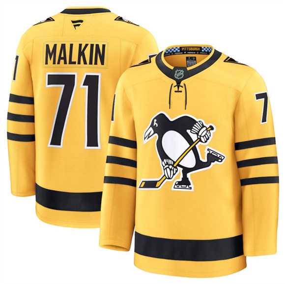 Men%27s Pittsburgh Penguins #71 Evgeni Malkin Gold 2025 Alternate Stitched Jersey Dzhi