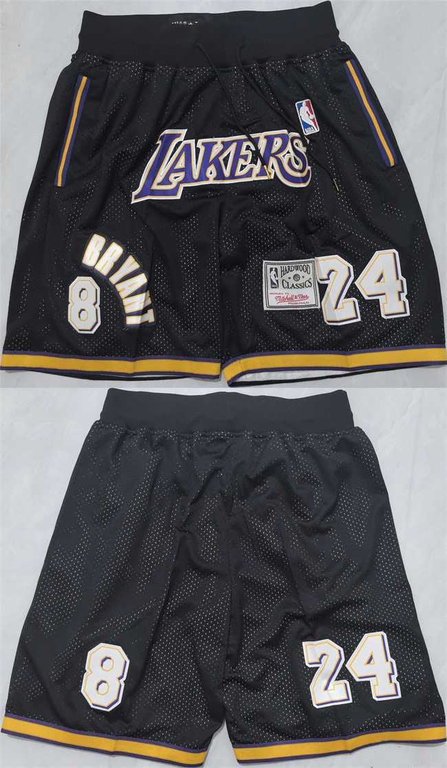 Men%27s Los Angeles Lakers #24 Kobe Bryant Black Shorts (Run Small)