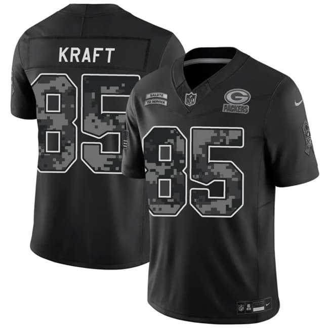 Men%27s Green Bay Packers #85 Tucker Kraft Black 2026 F.U.S.E. Salute to Service Limited Stitched Jersey