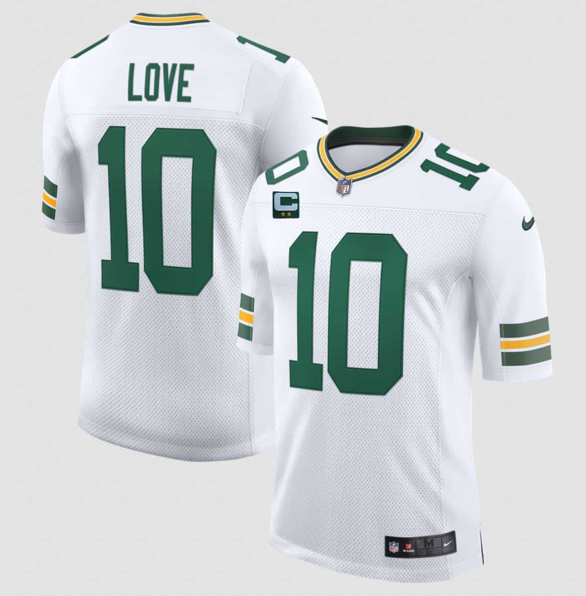 Men%27s Green Bay Packers #10 Jordan Love White 2026 With 2-Star C Patch New Vapor Untouchable Limited Stitched Jersey