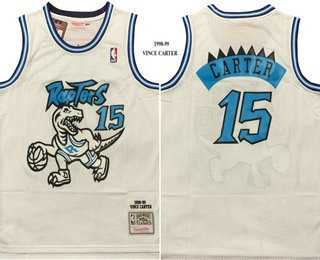 Men%27s Toronto Raptors #15 Vince Carter White 1998 Throwback Swingman Jersey