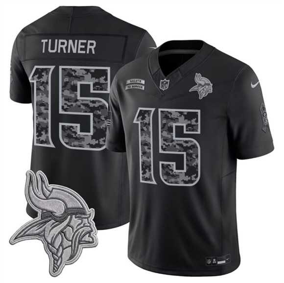 Men%27s Minnesota Vikings #15 Dallas Turner Black 2026 F.U.S.E. Salute to Service Limited Stitched Jersey