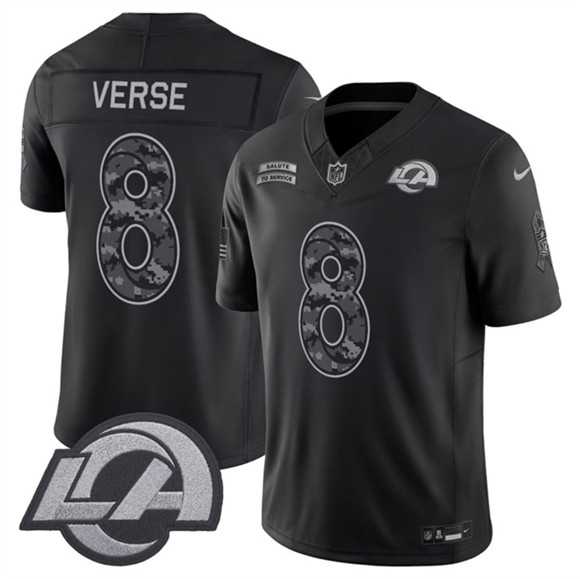 Men%27s Los Angeles Rams #8 Jared Verse Black 2026 F.U.S.E. Salute to Service Limited Stitched Jersey