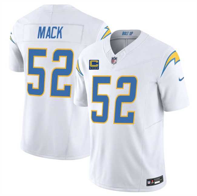 Men%27s Los Angeles Chargers #52 Khalil Mack White 2025 F.U.S.E With 4-Star C Patch Vapor Limited Stitched Jersey Dzhi