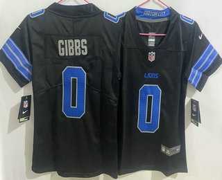 Women%27s Detroit Lions #0 Jahmyr Gibbs Limited Black Vapor Jersey