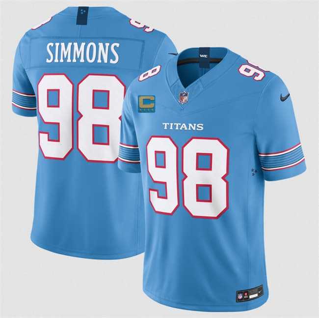 Men%27s Tennessee Titans #98 Jeffery Simmons Light Blue 2026 With 4-Star C Patch F.U.S.E. Vapor Limited Stitched Jersey