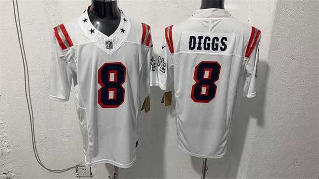 Men%27s New England Patriots #8 Stefon Diggs White F.U.S.E. Vapor Limited Football Stitched Jersey