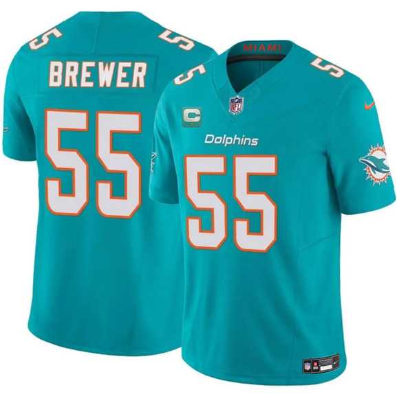Men%27s Miami Dolphins #55 Aaron Brewer Aqua 2025 F.U.S.E. With 1-Star C Patch Vapor Limited Stitched Jersey Dzhi