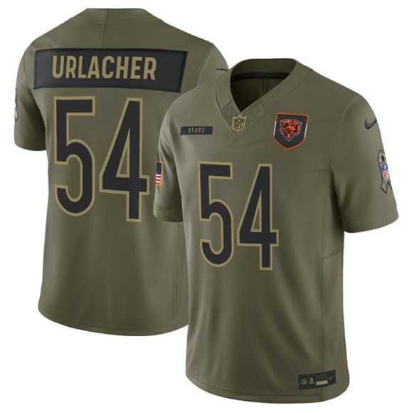 Men%27s Chicago Bears #54 Brian Urlacher Olive 2025 Salute to Service Limited Stitched Jersey Dyin
