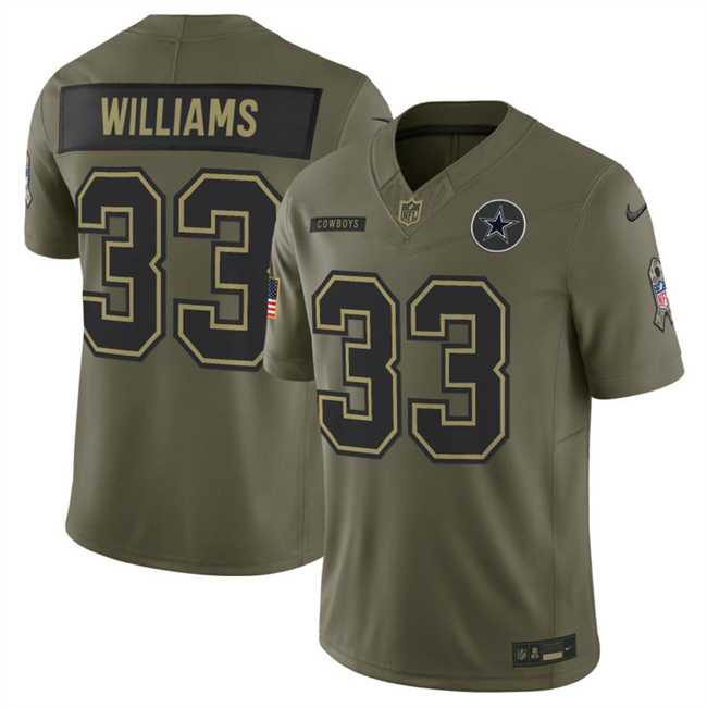 Men%27s Dallas Cowboys #33 Javonte Williams Olive 2025 F.U.S.E. Salute to Service Limited Stitched Jersey Dyin