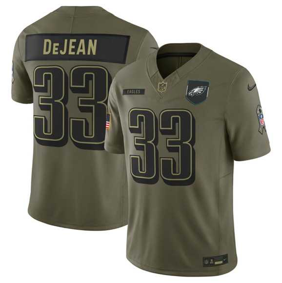 Men%27s Philadelphia Eagles #33 Cooper DeJean Olive 2025 Salute to Service Limited Stitched Jersey Dyin