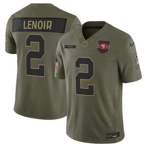 Men%27s San Francisco 49ers #2 Deommodore Lenoir Olive 2025 Salute to Service Limited Stitched Jersey Dyin