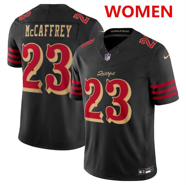 Women%27s San Francisco 49ers #23 Christian McCaffrey Black 2025 F.U.S.E. %27Rivalries%27 Vapor Limited Stitched Jersey Dzhi