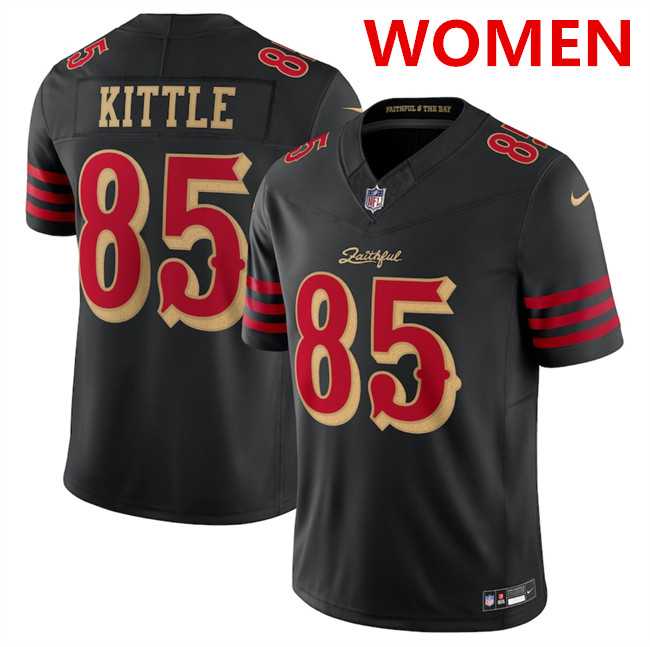 Women%27s San Francisco 49ers #85 George kittle Black 2025 F.U.S.E. %27Rivalries%27 Vapor Limited Stitched Jersey Dzhi