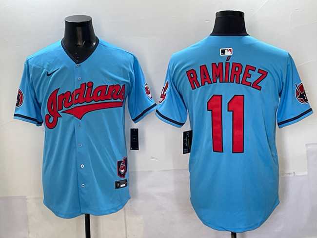 Men%27s Cleveland Guardians #11 Jose Ramirez Blue Vapor Premier Limited Stitched Baseball Jersey