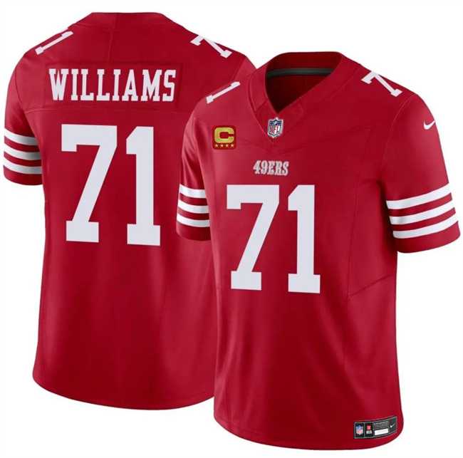 Men%27s San Francisco 49ers #71 Trent Williams Red 2025 F.U.S.E. With 4-Star C Patch Vapor Untouchable Limited Stitched Jersey Dzhi