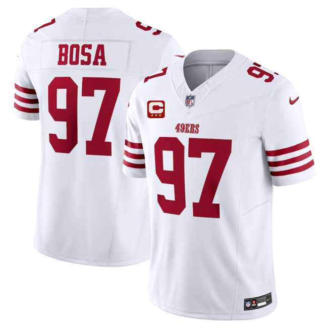 Men%27s San Francisco 49ers #97 Nick Bosa White 2025 F.U.S.E. With 3-Star C Patch Vapor Untouchable Limited Stitched Jersey Dzhi