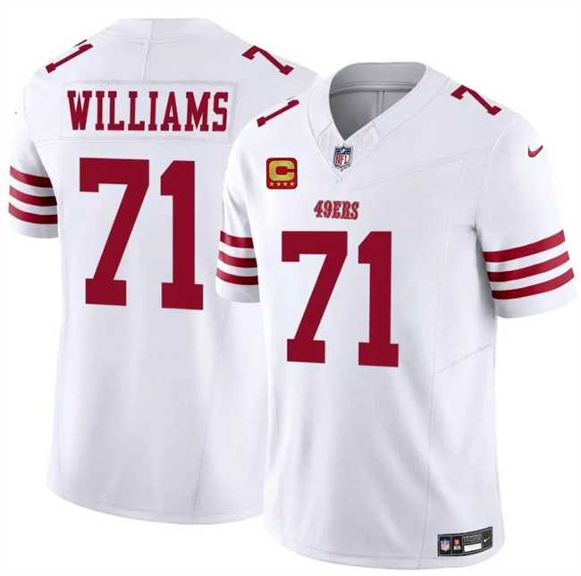Men%27s San Francisco 49ers #71 Trent Williams White 2025 F.U.S.E. With 4-Star C Patch Vapor Untouchable Limited Stitched Jersey Dzhi