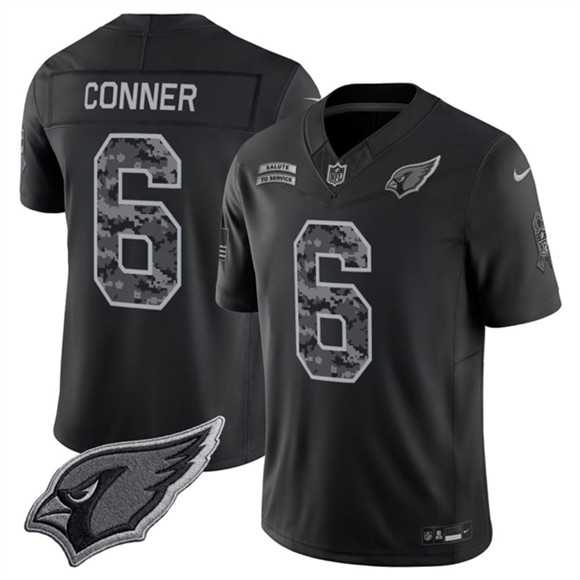 Men%27s Arizona Cardinals #6 James Conner Black 2026 F.U.S.E. Salute to Service Limited Stitched Jersey