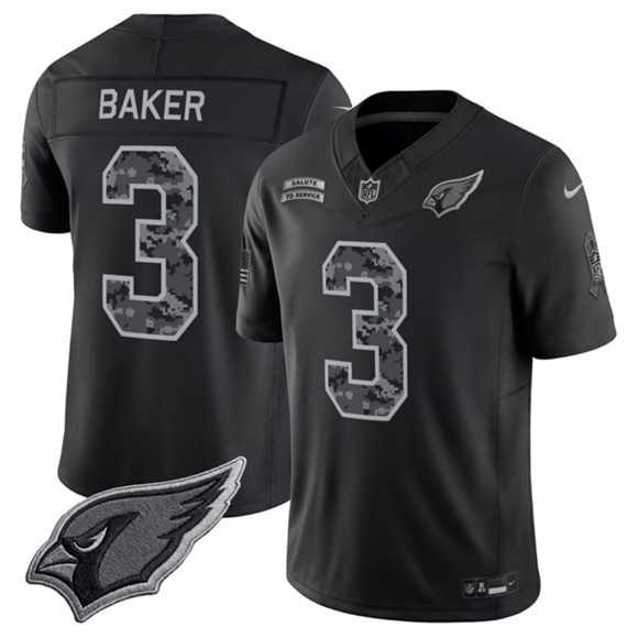 Men%27s Arizona Cardinals #3 Budda Baker Black 2026 F.U.S.E. Salute to Service Limited Stitched Jersey
