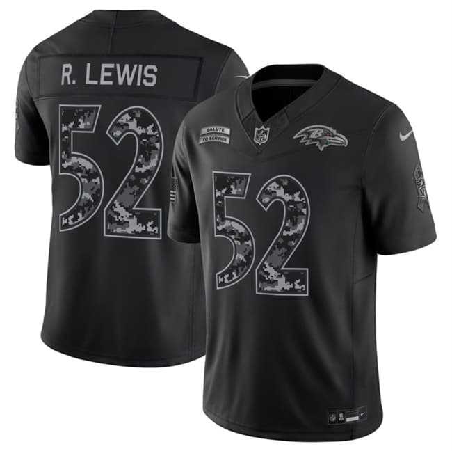 Men%27s Baltimore Ravens #52 Ray Lewis Black F.U.S.E. 2026 Salute to Service Limited Stitched Jersey
