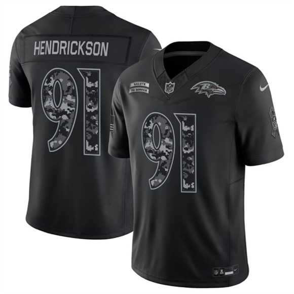 Men%27s Baltimore Ravens #91 Trey Hendrickson Black F.U.S.E. 2026 Salute to Service Limited Stitched Jersey