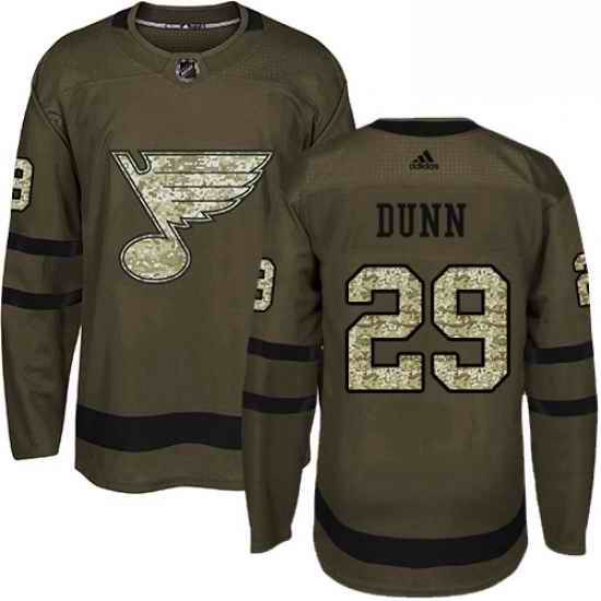 Mens Adidas St Louis Blues #29 Vince Dunn Premier Green Salute to Service NHL Jersey