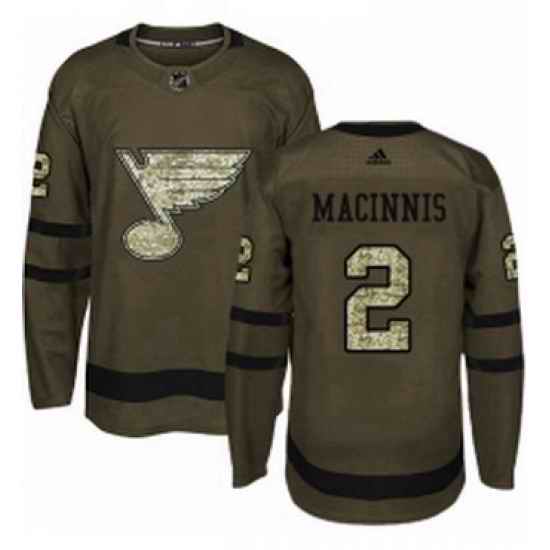 Mens Adidas St Louis Blues #2 Al Macinnis Premier Green Salute to Service NHL Jersey