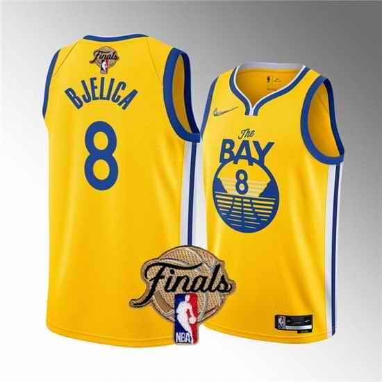 Men Golden State Warriors #8 Nemanja Bjelica 2022 Yellow NBA Finals Stitched Jersey