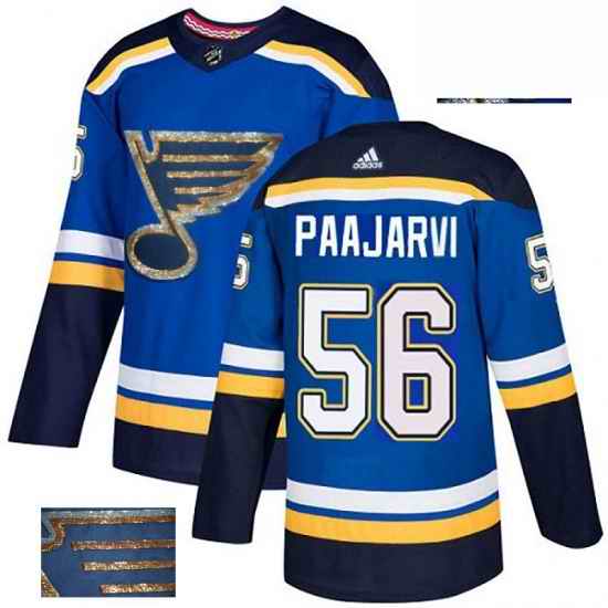 Mens Adidas St Louis Blues #56 Magnus Paajarvi Authentic Royal Blue Fashion Gold NHL Jersey