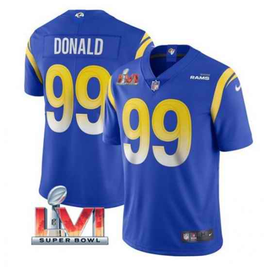 Nike Los Angeles Rams #99 Aaron Donald Royal 2022 Super Bowl LVI Vapor Limited Jersey