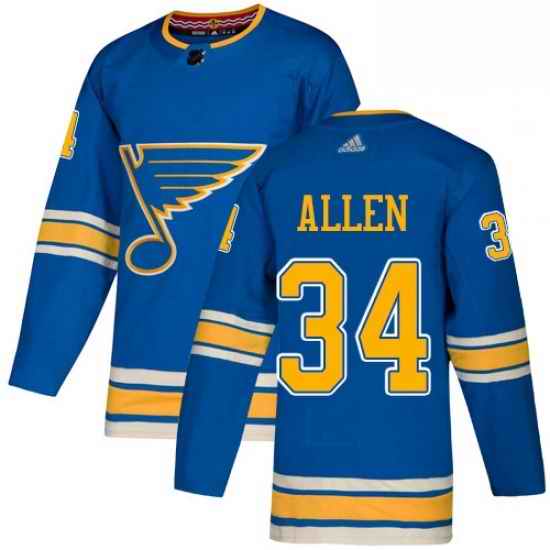 Mens Adidas St Louis Blues #34 Jake Allen Blue Alternate Authentic Stitched NHL Jersey