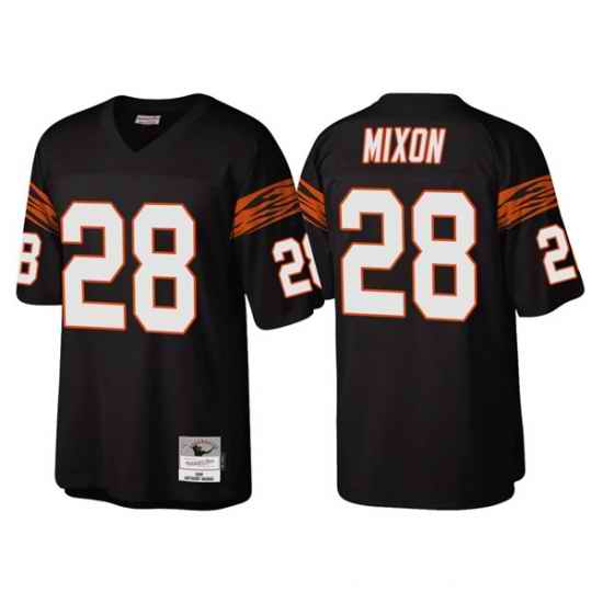 Men Cincinnati Bengals #28 Joe Mixon Black Throwback Legacy Stitched Jerse