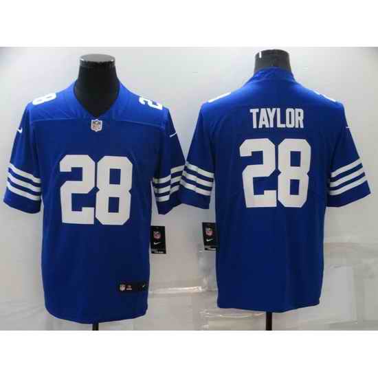 Men Nike Indiana Colts #18 Jonathan Taylor Blue Vapor Untouchable Limited Jersey