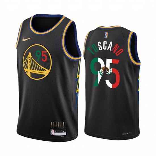 Men Golden State Warriors #95 Juan Toscano Anderson 2022 Black Special Mexico City Edition Stitched Jersey