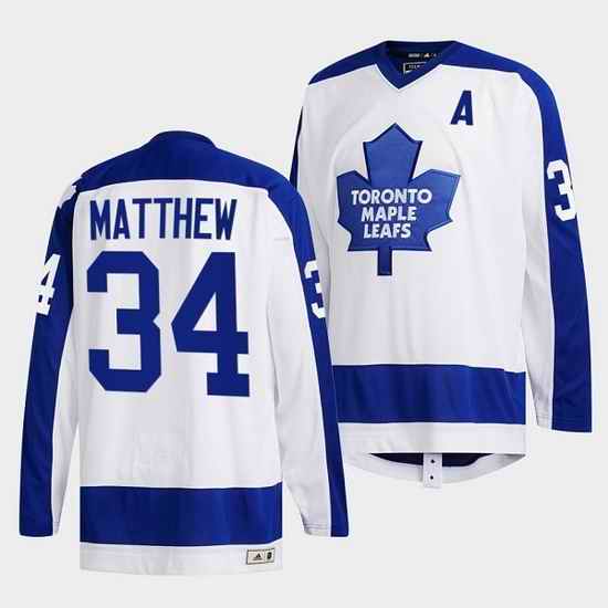 Men Toronto Maple Leafs #34 Auston Matthews White Classics Primary Logo Stitched jersey